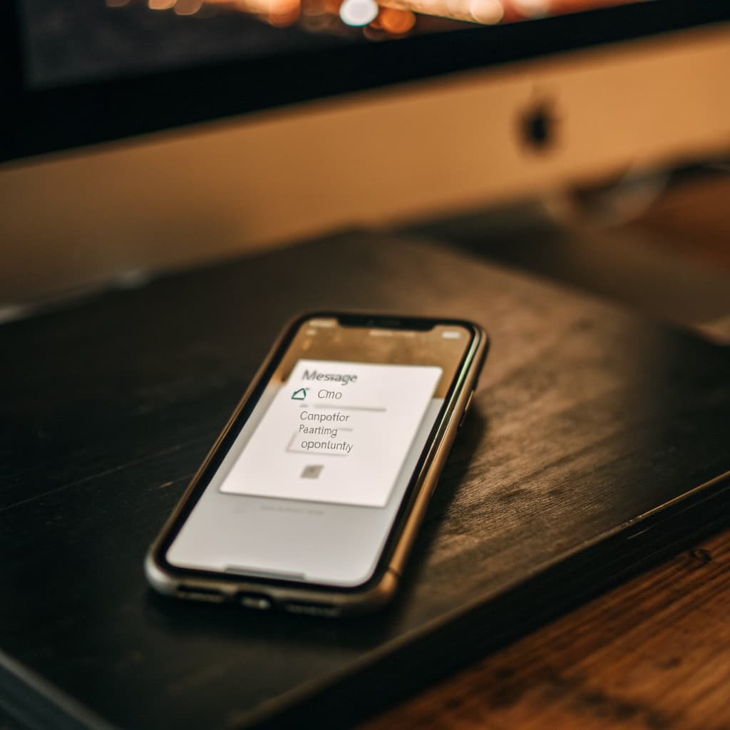 Phone notification showing a proactive outreach from the AI CMO with blog draft and competitive insight