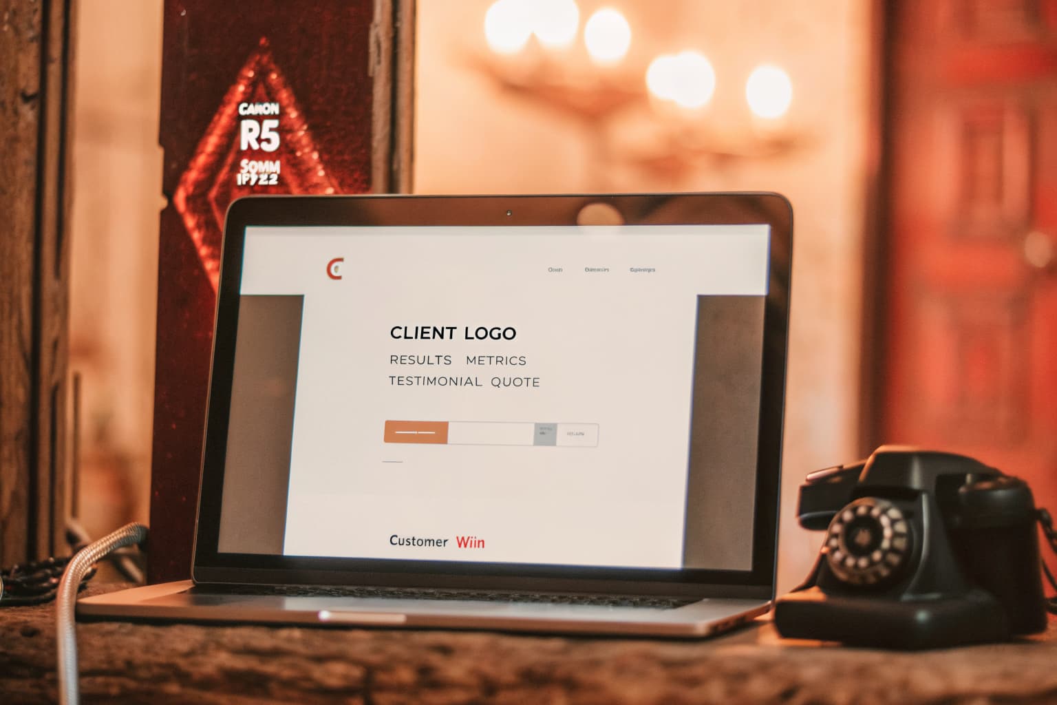 A message or note alongside a professional case study page on a website